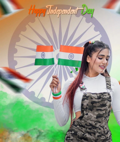 15 August Girl Editing Independence Day Images Background