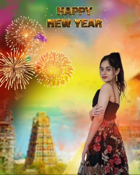2023 Happy New Year HD Background With Girl