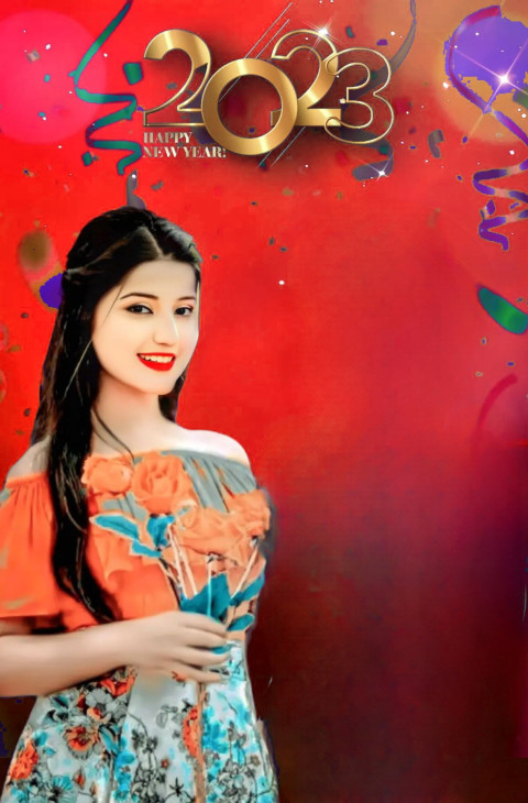 2023 New Year Editing Background With Girl