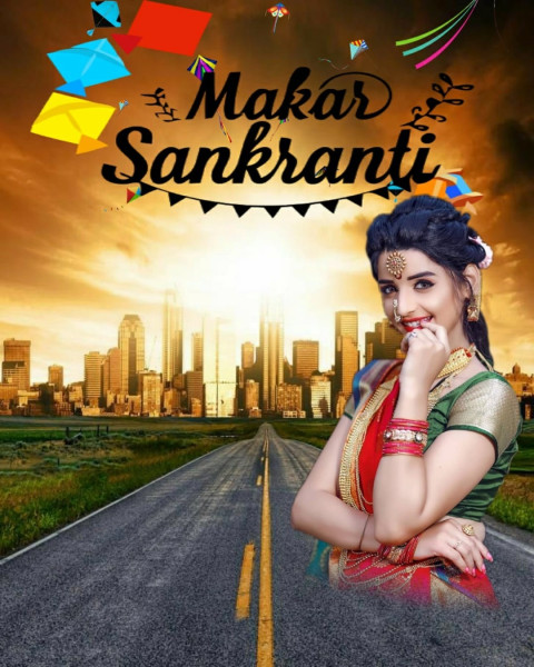 Beautiful Girls Happy Makar Sankranti Festival CB Free Full HD Background