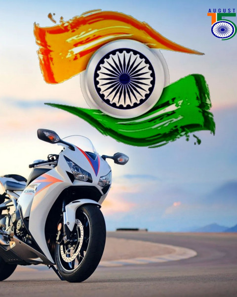 Bike 15 August Photoshop Background For Independence Day Flag