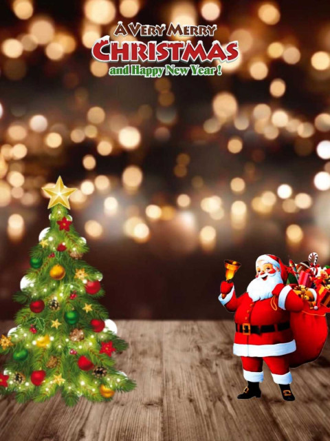 Bokeh effect Merry Christmas Editing Background And Santa Claus