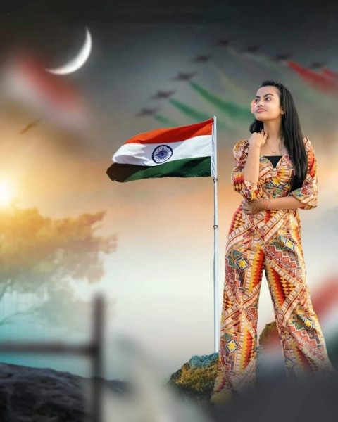CB Editing 15 August Background Indian Flag In Girl Hand