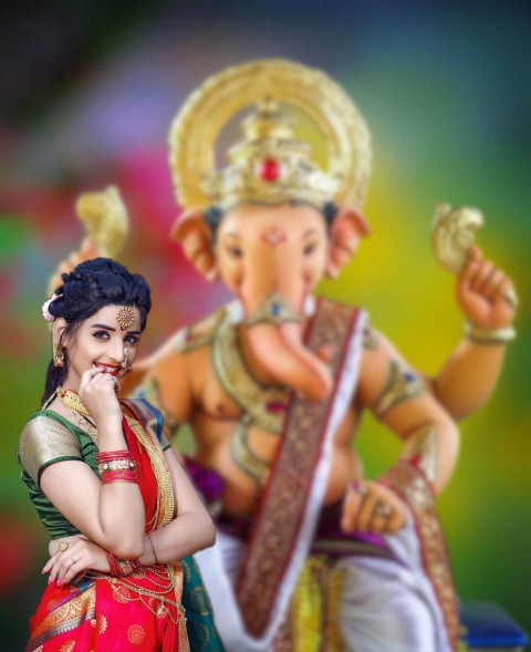 CB Girl With Ganpati Ganesh Photo Editing Background