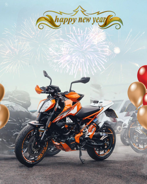 CB KTM Bike 2023 Happy New Year HD Background