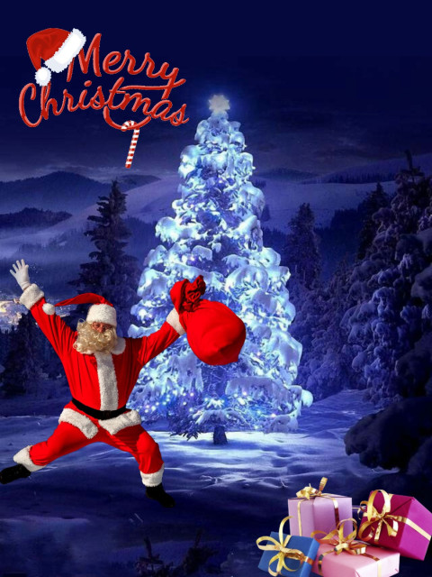 Christmas Tree With Santa Background For CB Editing