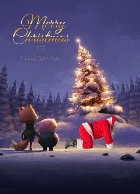 Christmas Tree With Santa Claus Background For CB Editing