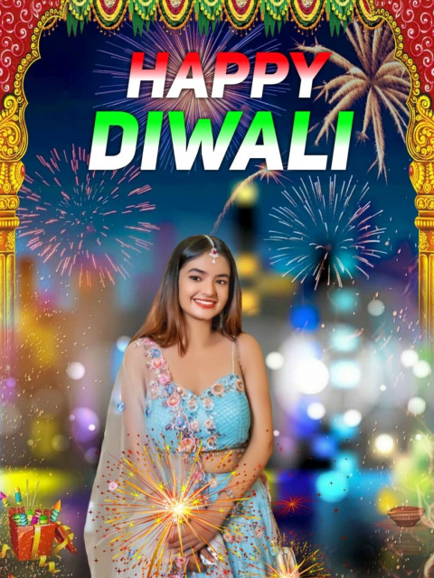 Cute Anushka Sen CB Background Diwali Images Download