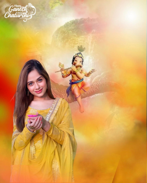 Cute Girl Lord Ganesh Ji Photo Editing Background HD Images