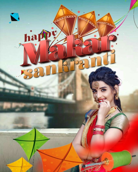 Cute Girls HD Happy Makar Sankranti CB Background Free Stock Photos