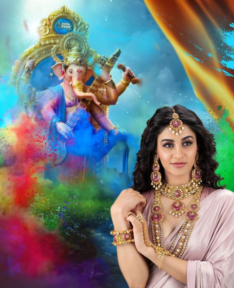 Ganesh Chaturthi Photoshop CB Editing With Girl New Background