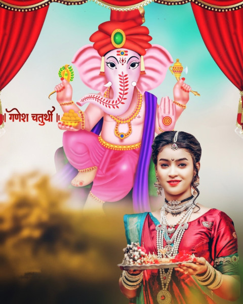 Ganesh Chaturthi Photoshop Editing HD Background WIth Girls