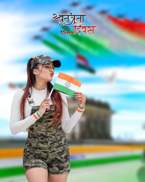 Girl 15 August Photo Editing Independence Day HD Background