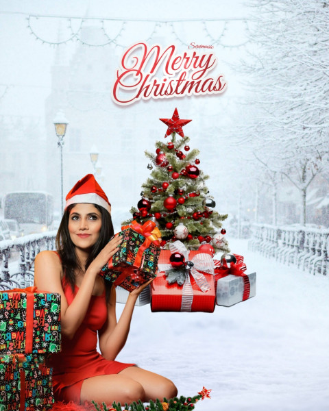 Girl merry Christmas Editing Background Download