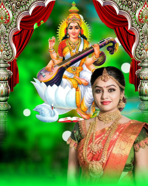 Girls Latest Happy Saraswati Puja CB Editing Background