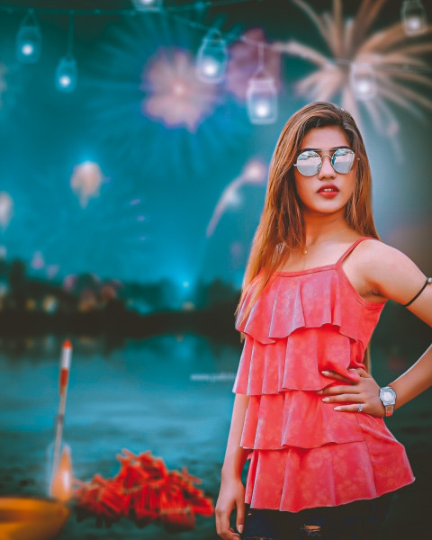 Happy Deepawali Photo Editing Background With Girls
