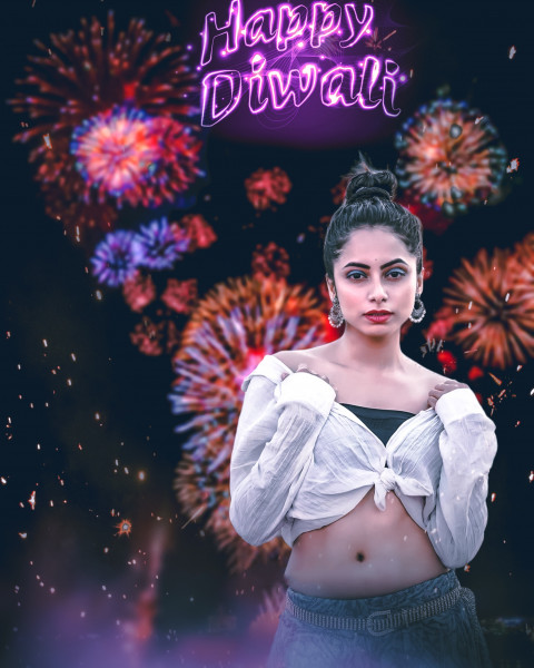 Happy Diwali Background HD With Girl For CB Photo Editing