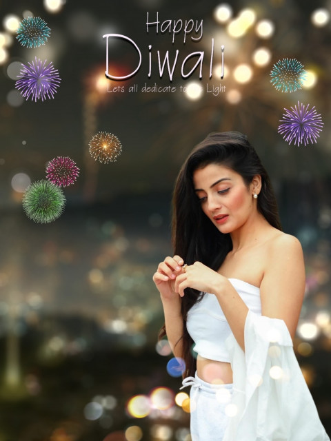 Happy Diwali HD Background With Girl For CB Editing
