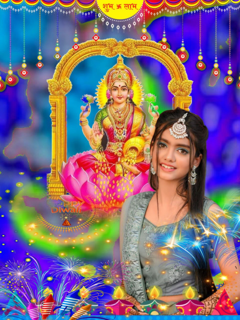 Happy Diwali Lakshmi Puja CB Background Free With Girl