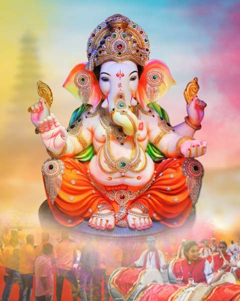 Happy Ganesh Chaturthi New CB Photoshop Ganpati Background