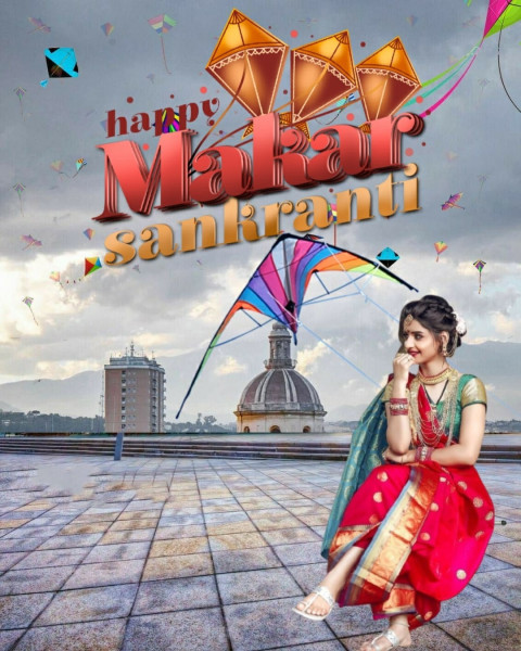 Happy Makar Sankranti CB Full HD Background Cute Girls