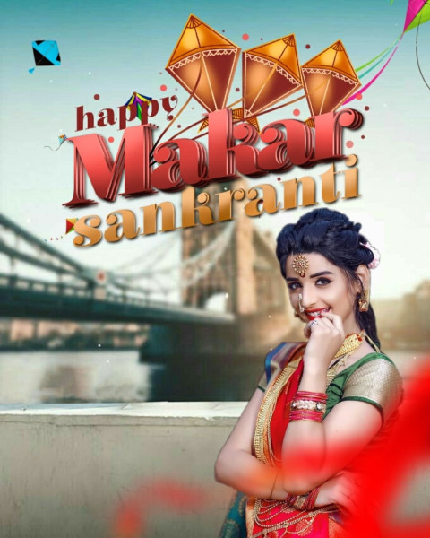 Happy Makar Sankranti CB Full HD Background With Cute Girls