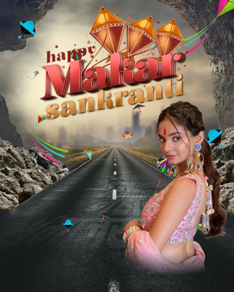 Happy Makar Sankranti Festival CB Background With Anushka Sen