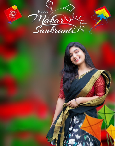 Happy Makar Sankranti Girl CB Editing Background HD