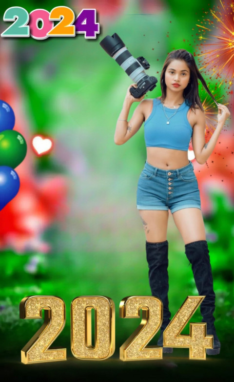 Happy New Year 2024 PicsArt CB Editing Background With Girl
