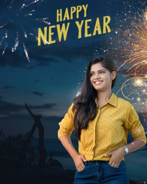 Happy New Year HD Smile Girl Editing CB Background 2023