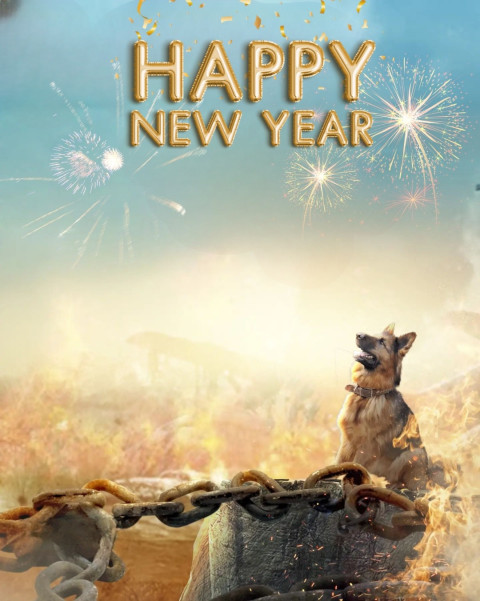 Happy New Year Photoshop 2023 Editing Dog Background