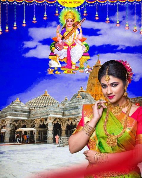 Happy Saraswati Puja Editing Background Free Stock Photo