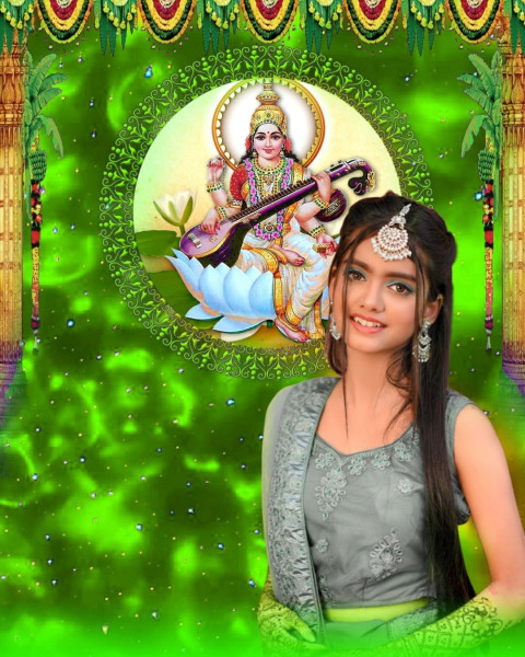 Happy Saraswati Puja Editing Background with Cute Girls Images