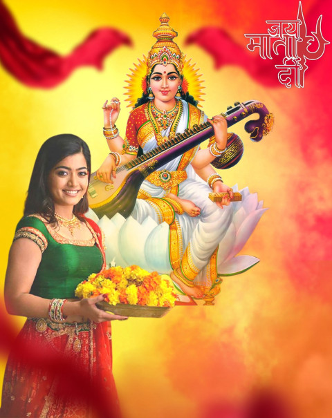 Happy Saraswati Puja Photo CB Editing Background With Girls Images