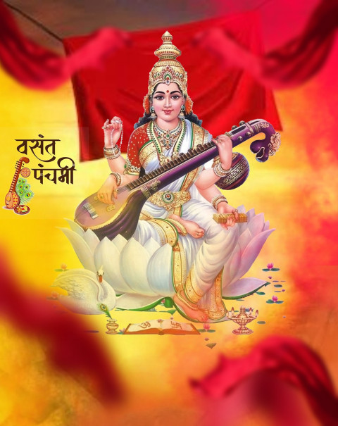 Happy Saraswati Puja Photo Editing Background for Photoshop HD