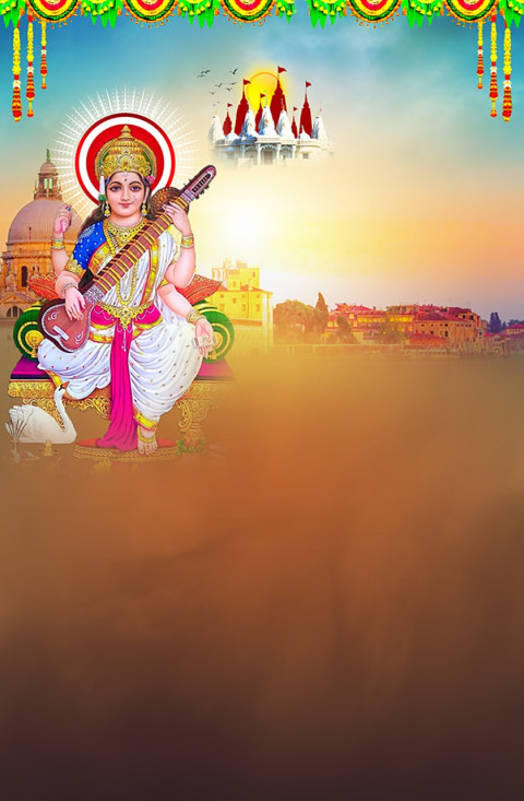 Happy Sarswati Puja Editing Background HD For Photoshop