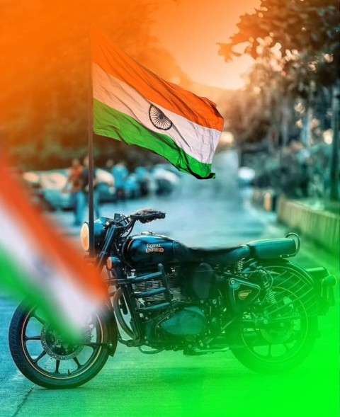 Independence Day Bike With Flag Snapseed NEw Background HD