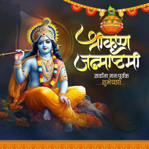 Krishna Janmashtami Marathi Banner Images For Editing