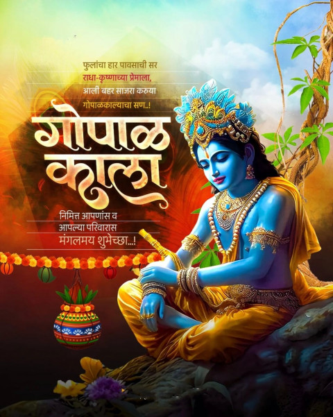 Krishna Janmashtami Marathi Banner Images HD Background