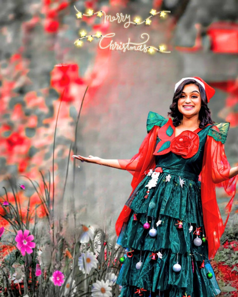Merry Christmas Girl Editing HD Background