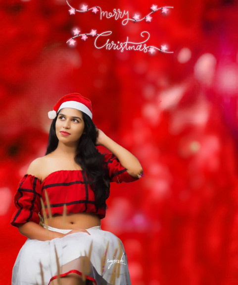 Merry Christmas Photo Editing Background With Girl HD