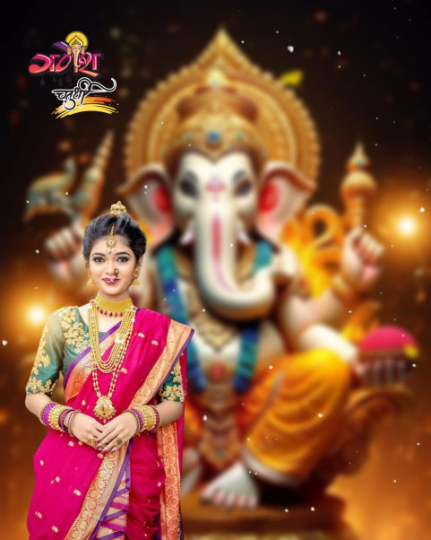 New Photoshop Ganpati Bappa Editing HD With Girl CB Background