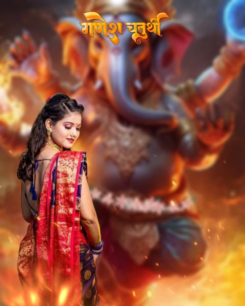 Photoshop Ganesh Chaturthi Background For CB Editing With Girl