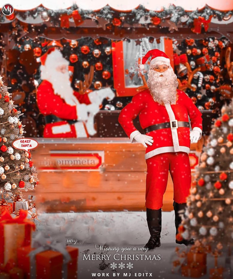 Santa Claus Merry Christmas CB Photoshop  Editing Background