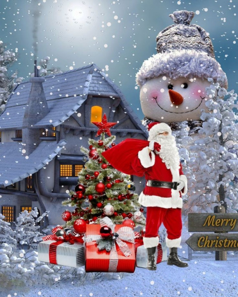 Santa Clus Merry Christmas Background Photoshop Editing