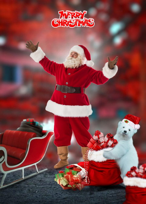 Santa Clus Merry Christmas Background Photoshop Editing New