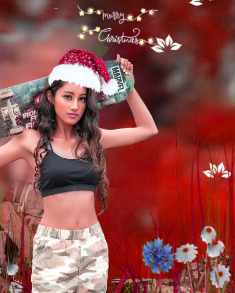Santa Girl Christmas Day Editing HD Backgrounds