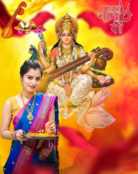 Saraswati Puja Editing Cb BAckground With Girl for Photoshop