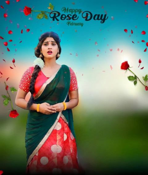 Valentine Day CB Background With Cute ndian Girl Png