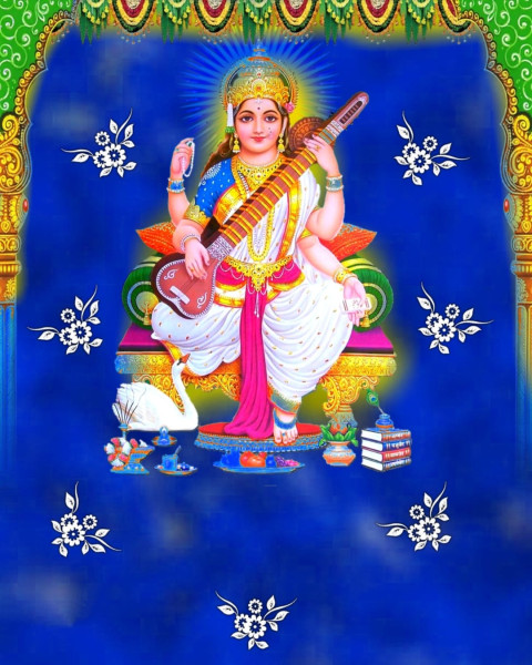 Vasant Panchami Saraswati Puja Editing Blue Background
